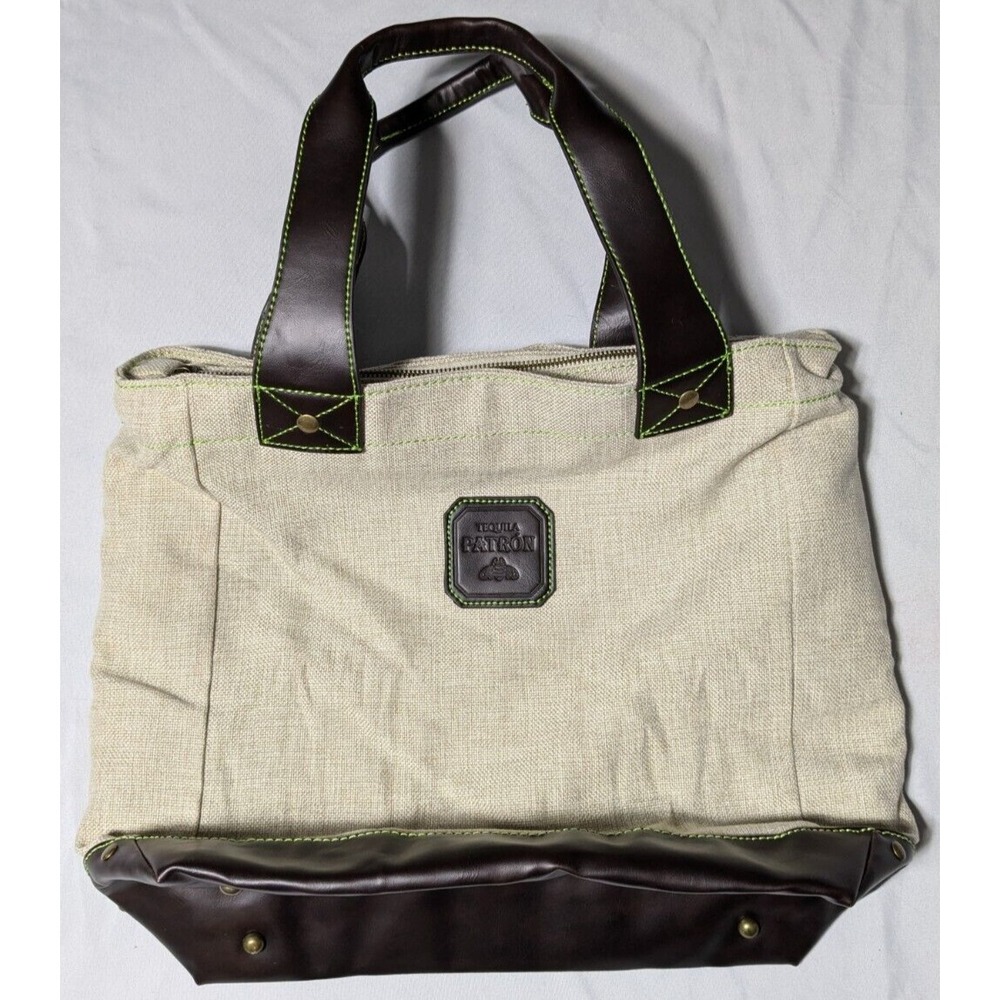 PATRON TEQUILA‎ SWAG Beige Insulated Removable Liner Cooler Canvas Bag EUC